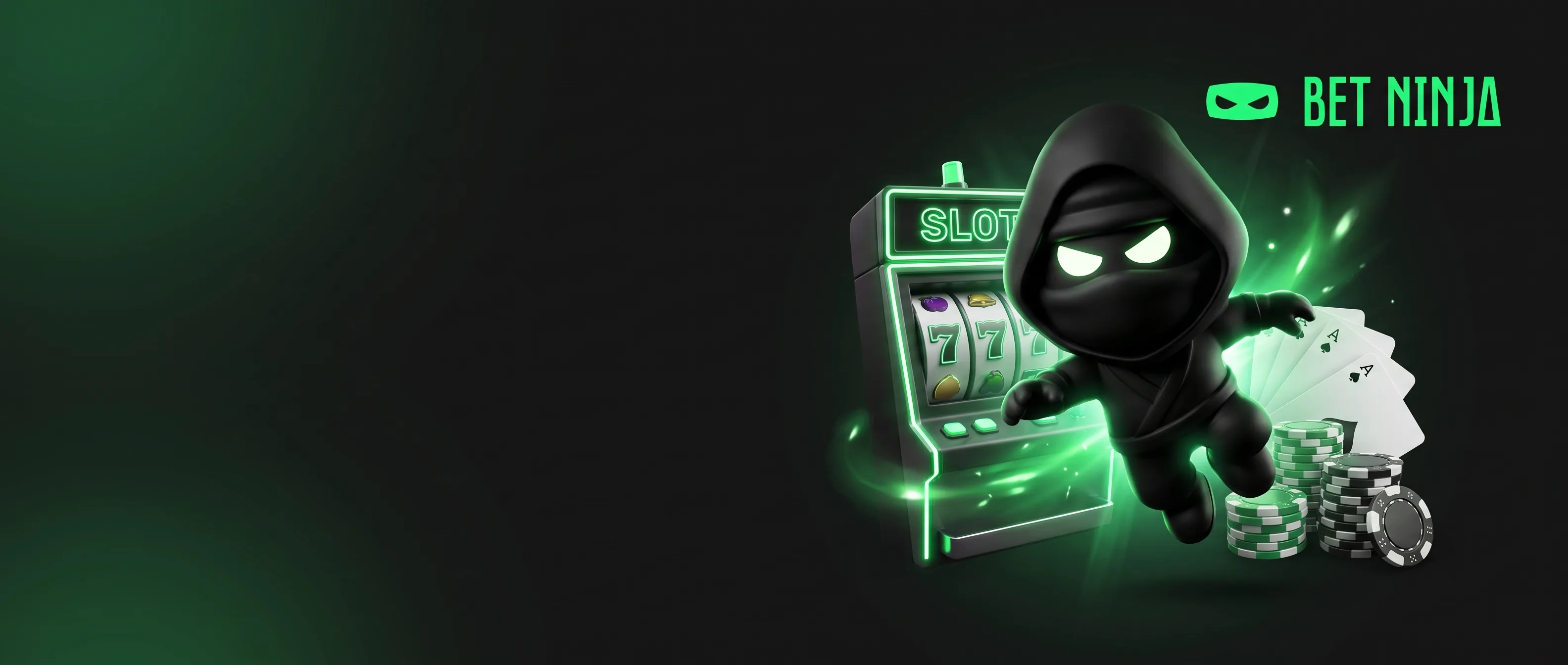 BetNinja-ninja met slotmachine, speelkaarten en fiches